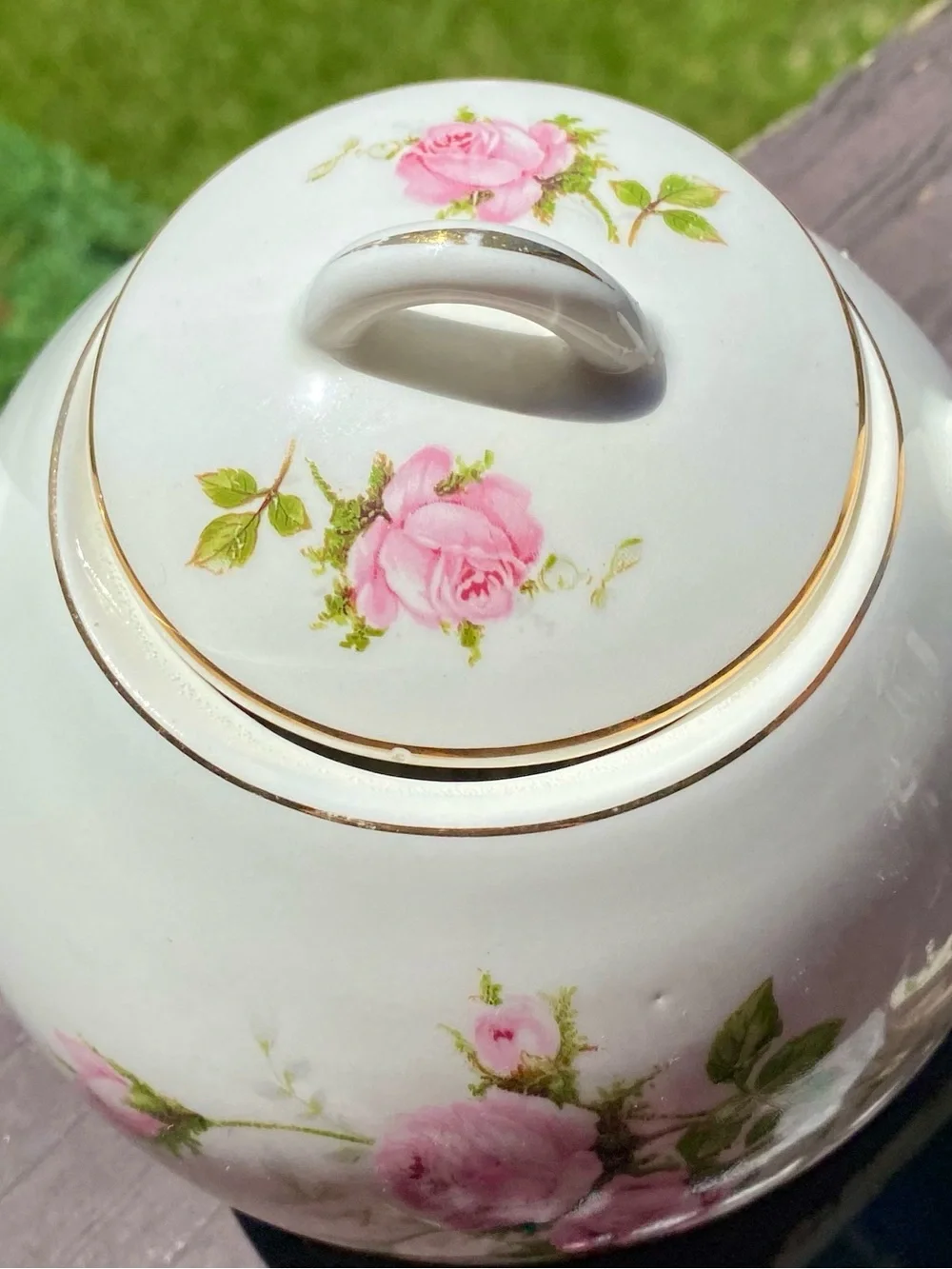 Floral Porcelain Teapot with Pink Rose Design